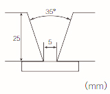 Groove configuration of the welded joint test (first diagram)